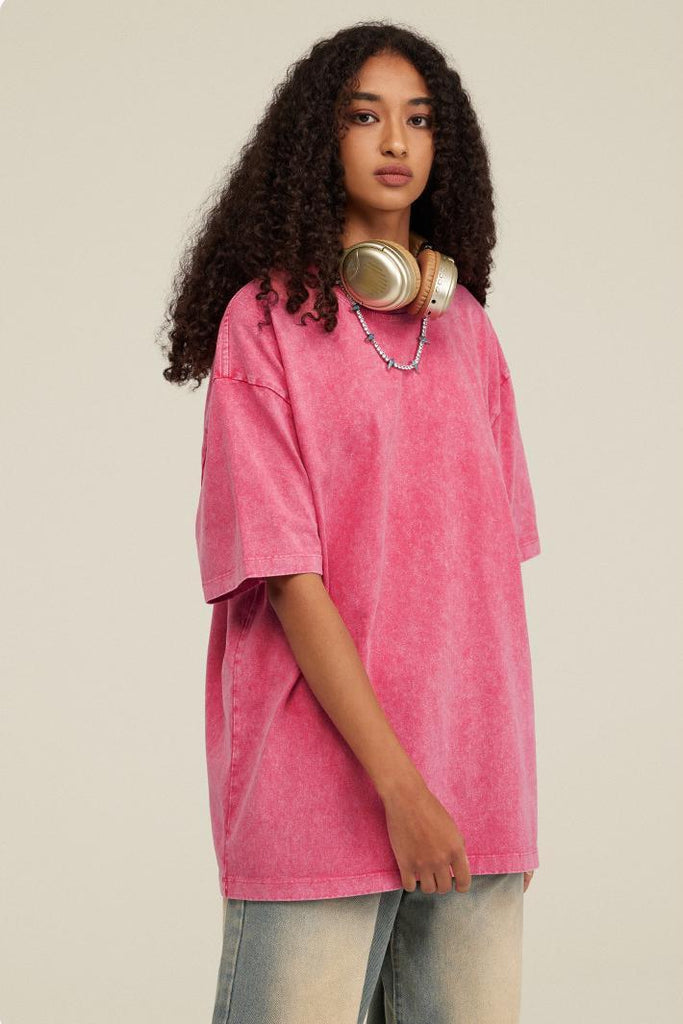 Summer Oversized Pigment Dyed Tee - Oversized Pigment Dyed Tee - 100% cotton - Relaxed fit - Ribbed neck, cuffs Welcome shop the whole look above to match clothes easily~ Free shipping for orders above $99 15% OFF ON FIRST ORDER>>Code:NEW15