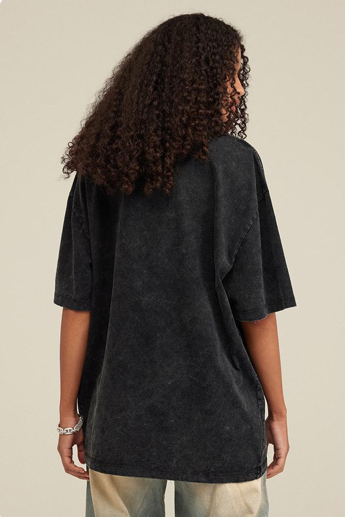 Summer Oversized Pigment Dyed Tee - Oversized Pigment Dyed Tee - 100% cotton - Relaxed fit - Ribbed neck, cuffs Welcome shop the whole look above to match clothes easily~ Free shipping for orders above $99 15% OFF ON FIRST ORDER>>Code:NEW15