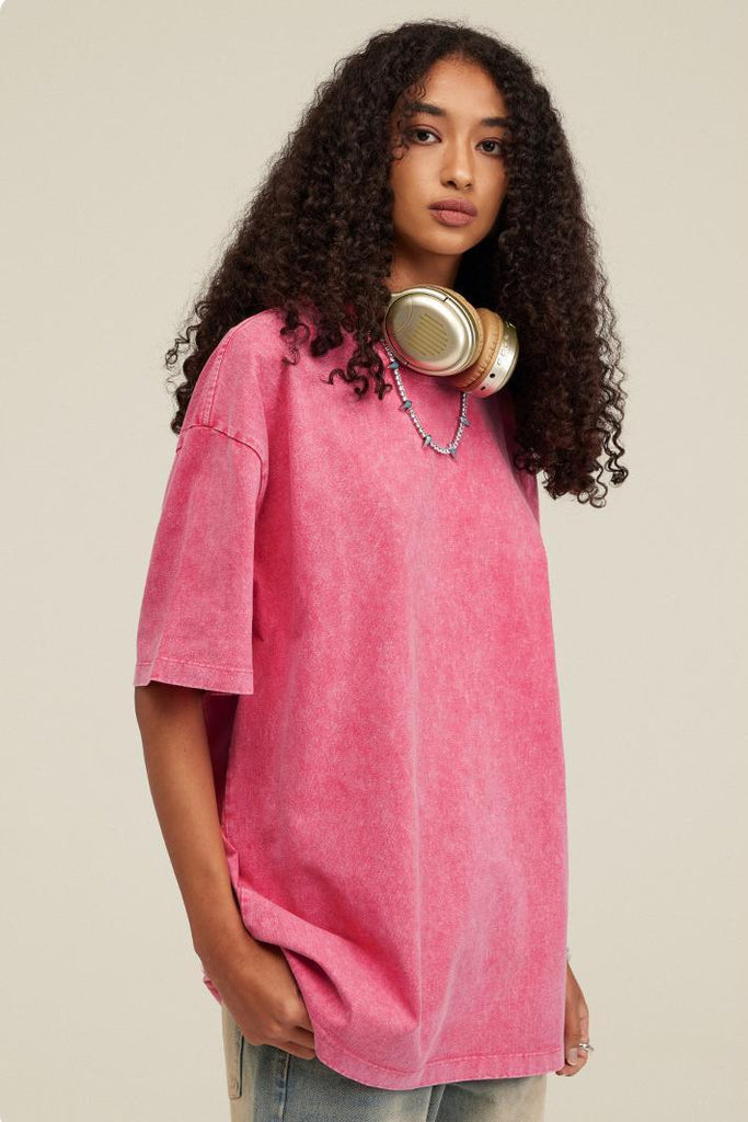 Summer Oversized Pigment Dyed Tee - Oversized Pigment Dyed Tee - 100% cotton - Relaxed fit - Ribbed neck, cuffs Welcome shop the whole look above to match clothes easily~ Free shipping for orders above $99 15% OFF ON FIRST ORDER>>Code:NEW15