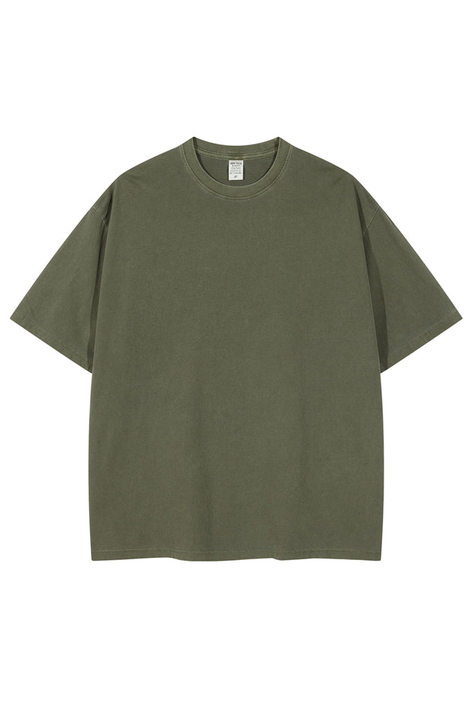 Pigment Dyed Tee - 100% cotton - Relaxed fit - Ribbed neck Welcome shop the whole look below to match clothes easily~ Free shipping for orders above $99