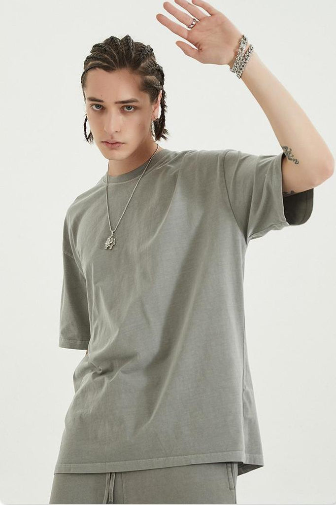 Pigment Dyed Tee - 100% cotton - Relaxed fit - Ribbed neck Welcome shop the whole look below to match clothes easily~ Free shipping for orders above $99