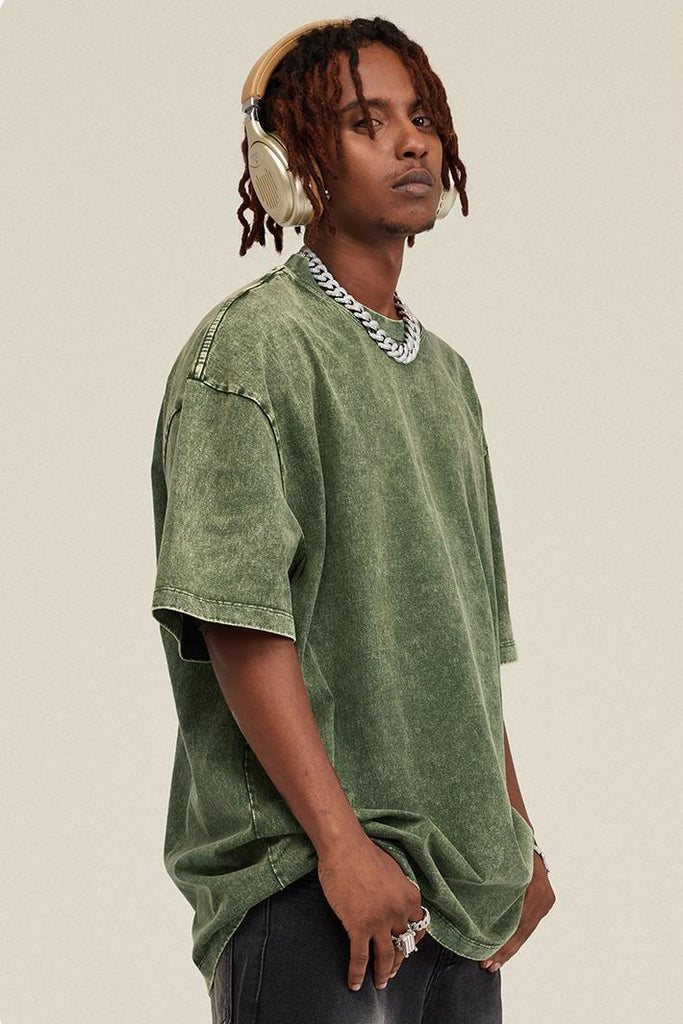 Summer Oversized Pigment Dyed Tee - Oversized Pigment Dyed Tee - 100% cotton - Relaxed fit - Ribbed neck, cuffs Welcome shop the whole look above to match clothes easily~ Free shipping for orders above $99 15% OFF ON FIRST ORDER>>Code:NEW15