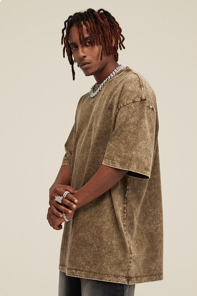 Summer Oversized Pigment Dyed Tee - Oversized Pigment Dyed Tee - 100% cotton - Relaxed fit - Ribbed neck, cuffs Welcome shop the whole look above to match clothes easily~ Free shipping for orders above $99 15% OFF ON FIRST ORDER>>Code:NEW15