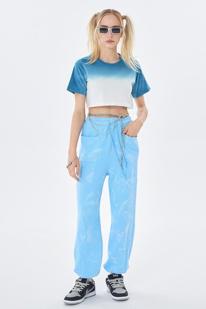 Summer Gradient Crop Tee Gradient Crop Tee - 100% cotton - Cropped FIT - Ribbed neck Welcome shop the whole look above to match clothes easily~ Free shipping for orders above $99 15% OFF ON FIRST ORDER>>Code:NEW15