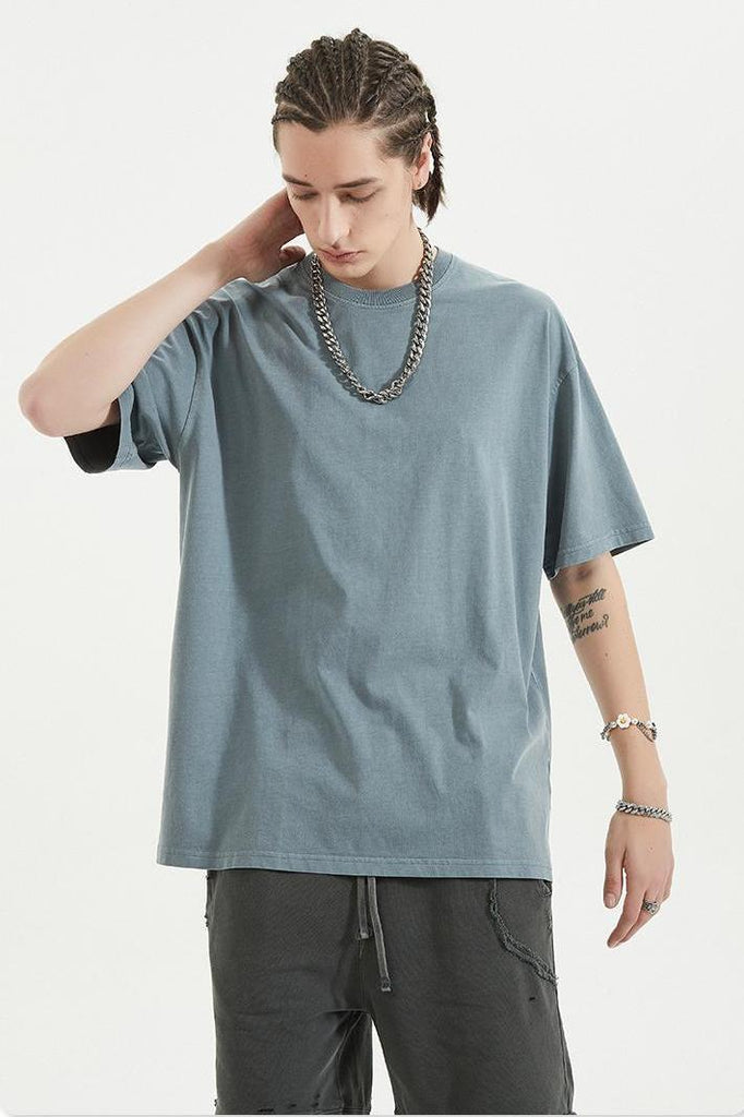 Pigment Dyed Tee - 100% cotton - Relaxed fit - Ribbed neck Welcome shop the whole look below to match clothes easily~ Free shipping for orders above $99